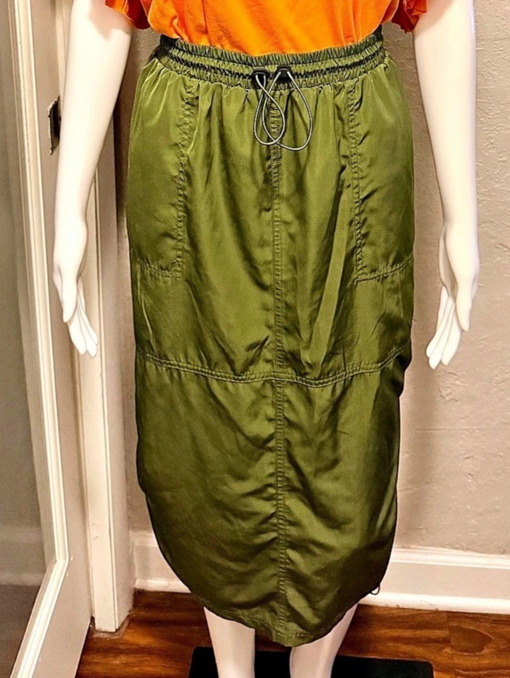 Old Navy Drawstring Olive Green Midi Skirt